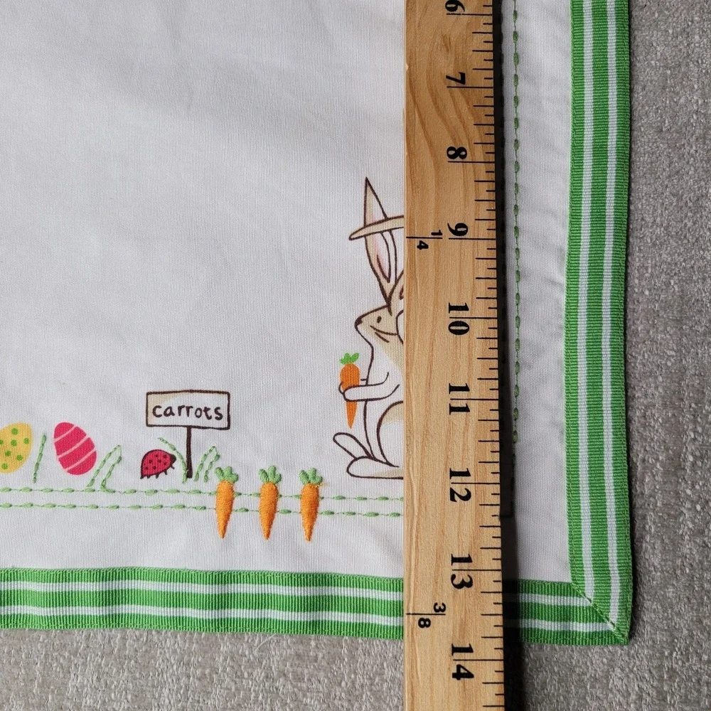 Williams Sonoma 2 Easter Garden Napkins & 1 Placemat Carrot‎ Bunny Embroidered